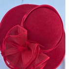 Hat Women Red Wide Brim Dress Church Wedding Felt Satin Mesh Bow Feather Elegant