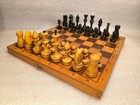 Rare Soviet Wooden Chess Set  Ussr 1980s  Vintage Chessboard 30x30cm  Colectible
