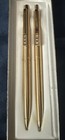 Vtg 1970   s Paper Mate Pen   Pencil Set     Gold Tone     Double Heart New Rare