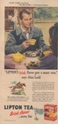 1946 Lipton Tea Vintage Print Ad Celebrity Alan Ladd Brisk Flavor Kitchen Decor