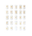 White Jade Rectangle Cube Rune Set Symbols Gemstone Healing Crystal Runes 25 Pcs