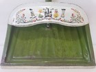 Vtg Jv Reed Dust Pan Avocado Green Metal Folk Print Vines Farmhouse Made In Usa