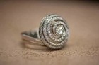 2 Ct Round Cut Real Moissanite Cluster Engagement Ring 14k White Gold Plated
