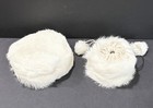 1950   s Winter White Vintage Pillbox Fur Hat   Fur Hand Bag Set  Child Size 