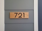 Home Address Sign Street Number House Plaque Modern Mcm Outdoor Wood Mahogany