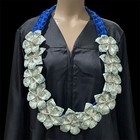Graduation Party Money Lei Flower Crisp Bills Blue Glitter Four Braided Ribbons