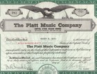 1929 The Platt Music Company Stock Certificate  760 Shares  Hand Signed