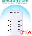 6 Outlet Extender Surge Protector Multi Plug Wall Adapter Usb C Charger Ports