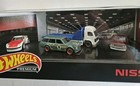 Hot Wheels Premium - Nissan - 2019 Set - Flat Bed Truck   3 Nissan Cars