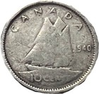 1940 Canada 10 Cents Silver - Lot C39