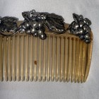 Art Deco Silver Celluloid Vintage Hair Comb Grapes   Leaves Made In Mexico Rare