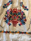Vintage Traditional Embroidered Mexican Pueblo Beige White Dress Women   s