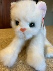 Ty Classic Crystal White Kitty Cat Plush Green Eyes Pink Bow Nice 