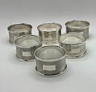 Set 6 Sterling Silver Napkin Rings Birmingham 1953   1971 Guilloche Pattern