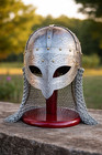 Handmade Viking Helmet Steel Armor With Chainmail    medieval Norse Warrior Helmet