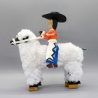 Navajo Folk Art-cowboy Riding Wooly Sheep By Delbert Buck-native American