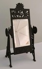 Antique Art Nouveau Deco Cast Metal Frame Table Mirror Adjustable Floral Vintage
