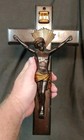 Old Vintage Magnetic Metal Funeral Casket Cross Crucifix Parsons 14