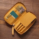 Full   grain Cowhide Stationery Organizer   Pen Pouch  Zipper Pencil Case  