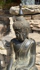Antique Thai Bronze Seated Buddha Statue - Bhumisparsha Mudra Glass Eyes 15 In