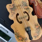 2 Vtg Wooden Violin Cello Christmas Ornament Musical Instrument  Flowers Lot