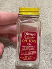 Vtg  Farley   s On Tops Candy Decorations Chocolate Glass Jar W  Shaker Lid Empty