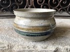 Vintage Pottery Planter Signed Ribbed Green Brown Blue Mid Century Ceramic Pot
