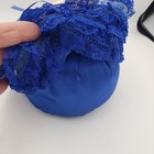 Vintage Half Doll Porcelain Pin Cushion  Royal Blue Lace Satin Full Skirt