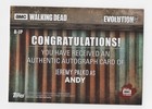 Jeremy Palko As Andy Topps The Walking Dead Evolution Autograph Card Auto