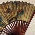 Vintage Asian Hand-made Gold Flower   Birds Fan