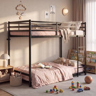 Leumius Low Loft Bed Twin Size metal Bunk Bed With Guardrail And 3-step Ladder s