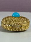 Vintage 1968 Estee Lauder Faux Turquoise Solid Youth Dew Perfume Compact Empty