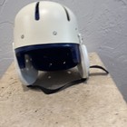 Danmar Medium 9821 Hard Shell Helmet White Blue Chin Strap  Ear Piece Extension