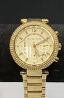 Michael Kors Mk-5354 Parker Gold Tone Chronograph Women s Watch Crystal Bezel