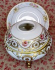 Pre-1911 Antique Nippon Vanity Set footed Hair Receiver   Jewelry Dish gold Gilt