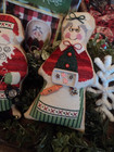 Finished Cross Stitch Lizzie Kate Mr   Mrs Claus Standup Xmas Ornament Glasses