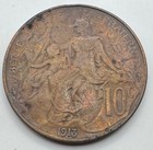 1913 France 10 Centimes Coin - Bronze - Ten - French Coin - Free Shipping