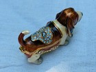 Kingspoint Enamel Hinged Dog Trinket Box W matching Necklace Basset Hound Jewels