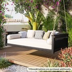 Patio Minimalist Twin Size Garden Swing Bed Wood Porch Swing With Ropes Black