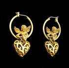 Kirk   s Folly Rhinestone Heart Earrings Heat Angels Gold-tone
