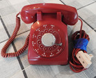 Vintage Bell System Western Electric Rotary Dial Desk Telephone - Red