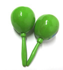 Vintage Hand Painted Green Mexican Maracas Shakers Musical Instruments Gourds