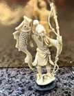 Vintage Lot Of 7 Chinese Plastic Ivory Color Figurines Made In Italy