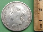 1899 Straits Settlements Queen Victoria 50-cent Coin  80  Silver Coin  Km  13