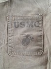 Vintage Wwii Usmc Marine Corp P47 Hbt Chore Green Herringbone Twill Jacket 40s