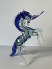 Vintage Hand-blown Art Glass Unicorn Figurine Cobalt   Clear Mystical