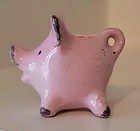 Vintage Germany Mcm Miniature Pink Pig Pitcher Glazed Ceramic Mini Dollhouse See