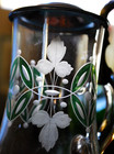 Antique Hand Blown Etched Glass Beer Stein W Lid Enamel Overlay Bohemia Germany