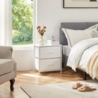 2 Fabric Drawers White Nightstand Small Dresser Living Room Bedroom Furniture