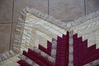 Vintage Christmas Star Tree Skirt Quilted Lace Fringe Red White Country